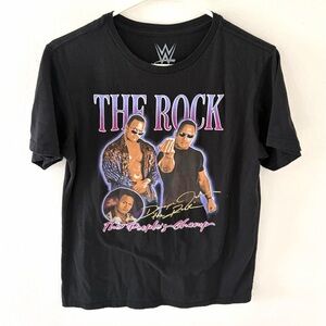 WWE The People’s Champ The Rock Black Graphic T-Shirt, Size: Youth 2XL